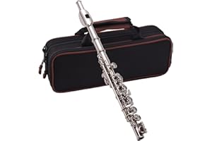 Btuty Piccolo Instrument White Copper Nickel Plated C Key Piccolo Flute for Beginners Students with Hard Case Cleaning Rod Cloth and Gloves