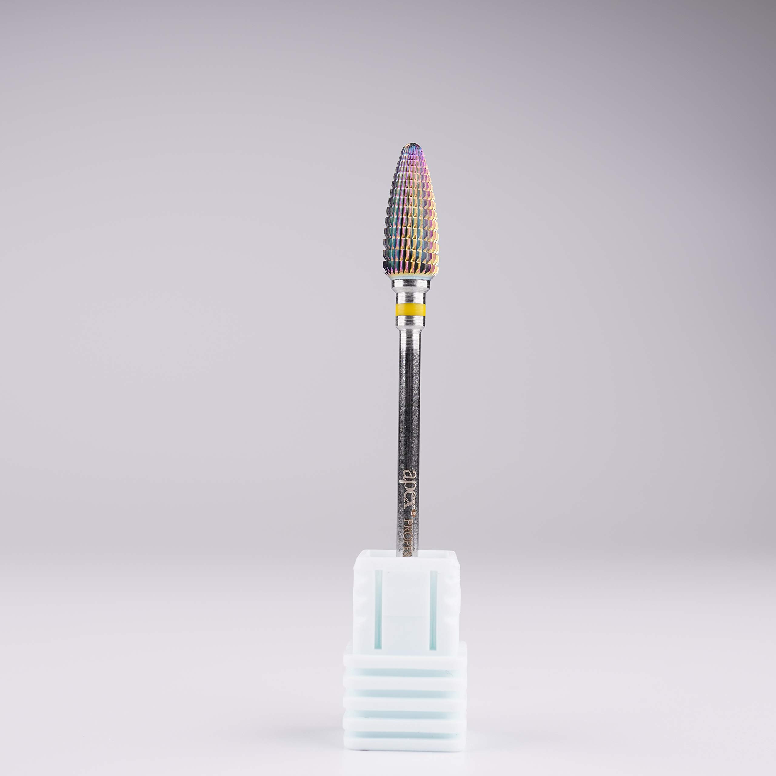 New* Apex® Professional Tungsten Carbide Electric Nail Drill Bit 3/32 inch, 2.35mm Shank for Gels, Acrylics, Nail Art, Manicure, Pedicure, Salon Professional Nails (Rainbow, Large Cone) (Extra Fine)