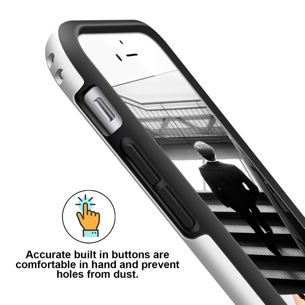 iPhone 6 Case LoHi Rubber Silicone Rugged Heavy Duty Protection Hybrid Cover Shock-Absorption Anti-Scratch Stylish Bumper Case for iPhone 6/6S (Black)