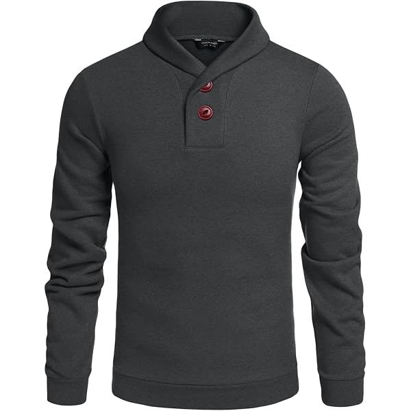COOFANDY Men's Shawl Collar Sweater Stylish Light Fleece Dress