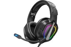 Krysenix Gaming Headset for PS4, PS5, PC, Mac, Xbox Series X, Noise Canceling Headphones with Microphone, PG2 Computer Headset with 3.5mm Jack & RGB Light Black