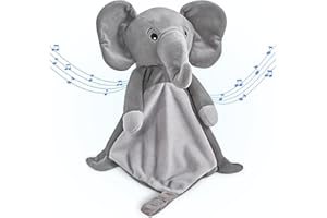 Love By Emi Baby Music Lovey Grey Elephant, Baby Sleep Soother for Crib & Cuddle Bedtime, White Noise with a Heartbeat & Lullaby, Plush Sound Toy, Stuffed Animal for Newborns, Infants & Toddlers