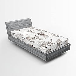 Ambesonne Jurassic Fitted Sheet, Arrangement of