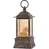 Fall Snow Globe Lantern, Thanksgiving Lighted Lantern, Swirling Glitter Snow Globe for Fall Harvest Day Decorations, Home Fall Decor, Halloween (Truck&amp;Pumpkins)