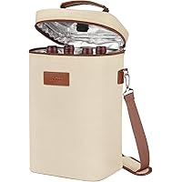 Tirrinia 4 Bottle Wine Carrier - Leakproof & Insulated Padded Portable Versatile Canvas Carrying Cooler Tote Bag for…