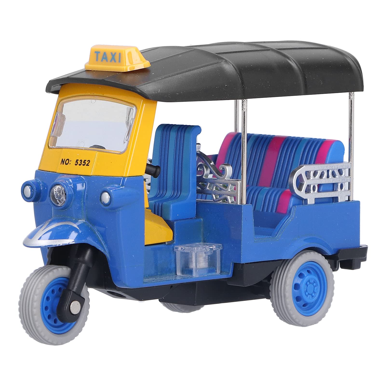 PUNELE Thai Tricycle Model Toy, Simulation Tuk Tuk Car, Metal Tricycle, Children's Vehicle Toy for Vintage Home Decor (Blue)