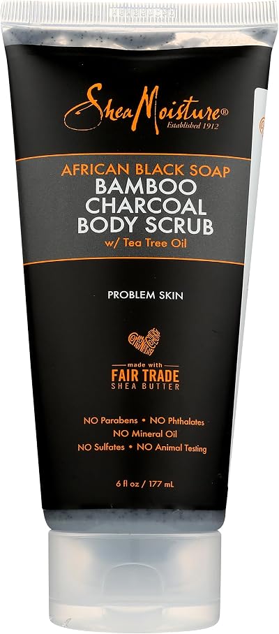 Shea Moisture African Black Soap Charcoal Body Scrub 6 oz Detoxify Cleanse Oil