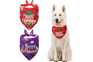 KOOLTAIL Dog Halloween Bandana 3 Pack - Holiday Dog Bandanas Adjustable Soft Dog Scarf Pet Triangle Bib with Festival Element, Dog Halloween Thanksgiving Christmas Bandanas for Small Medium Large Dogs