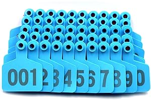 LIVESTOCKTOOL.COM MUDUOBAN Pig Ear Tags Green Medium Plastic Livestock Ear Tags for Hog Swine Sow Ear Tags with Number 001-100 (Cattle, Blue)