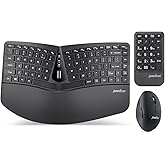 Perixx PERIDUO-606A, 3-in-1 Wireless Compact Ergonomic Keyboard with Vertical Mouse and Numeric Keypad - Adjustable Palm Rest