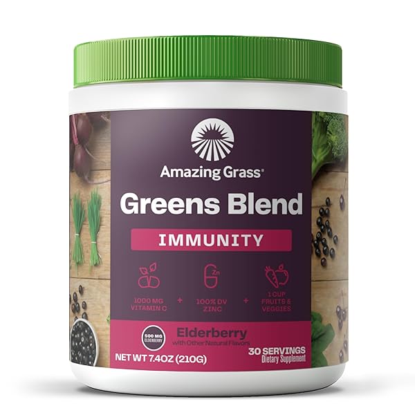 AMAZING GRASS GREENS BLEND SUPERFOOD FOR IMMUNE SUPPORT: SUPER GREENS POWDER SMOOTHIE MIX WITH ORGANIC SPIRULINA, CHLORELLA, BEET ROOT POWDER, DIGESTIVE ENZYMES & PROBIOTICS, ORIGINAL, 30 SERVINGS