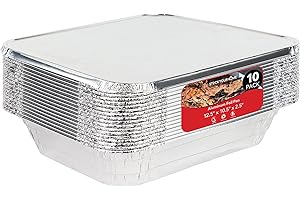 Stock Your Home 9x13 Aluminum Trays with Lids (10 Pack) – Disposable Half Size Deep Pans for Cooking, Storage, BBQ, Grilling,