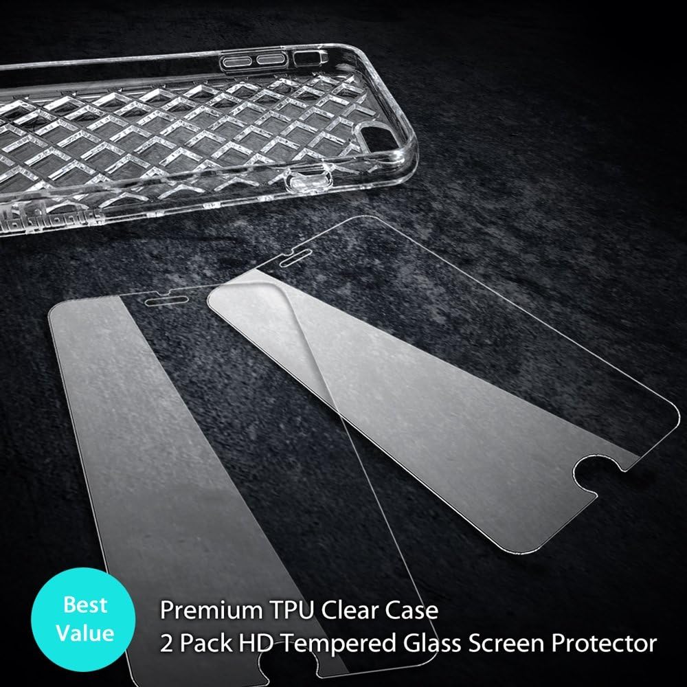 [ Value Bundle ] iPhone 6S Protective Clear Case + 2 Pack 0.33mm 9H Tempered Glass Screen Protector