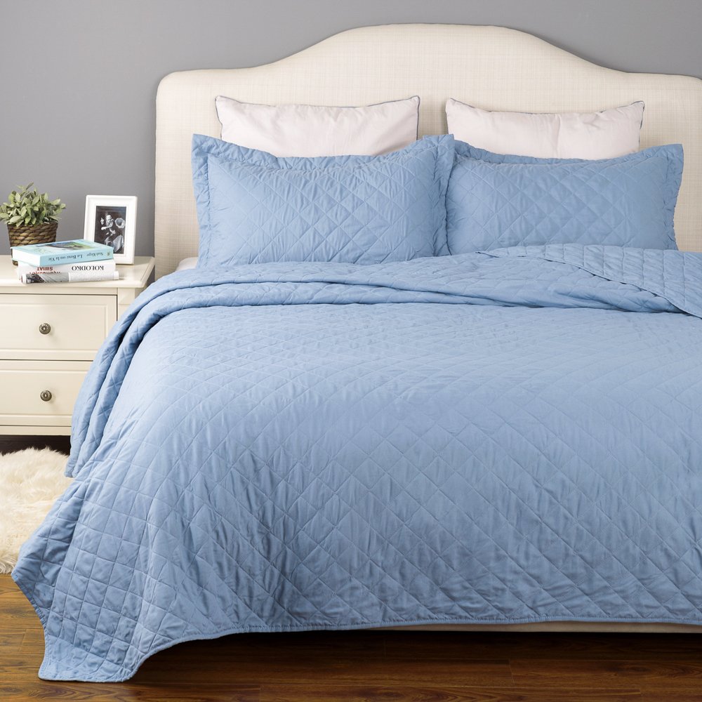 Quilt Set Solid Grayish Blue King Size(106\