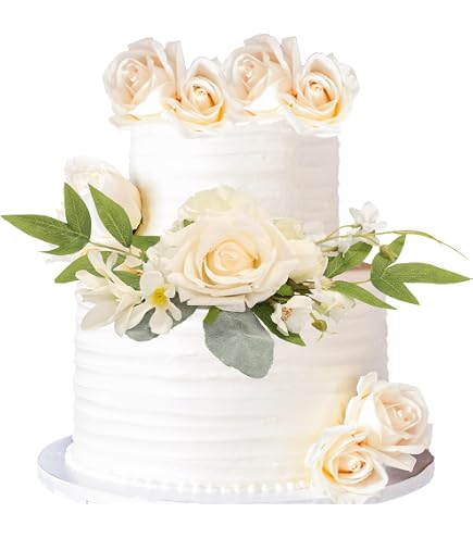 Gyufise 8x Blumen-Kuchenaufsätze – Künstliche Rosen, Deko Für Geburtstag, Hochzeit, Boho-Party