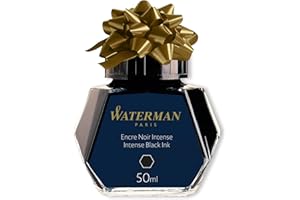 Waterman Fountain Pen Ink, Intense Black, 50ml Bottle, For Refillable Fountain Pens