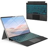 Surface Pro 7/6/5/4/3 7 Plus Bluetooth Keyboard, 7 Color Backlit, Trackpad | Wireless Type Cover for Microsoft Surface Pro 12.3", Ultra-Slim Portable Ergonomic Magnetic Keyboard, USB-C Rechargeable