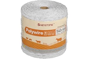 HENGTONG Electric Fence Wire 1640 Feet 500 Meters, 6 Stainless Steel Conductors, Portable Polywire Electric Fence for Livestock, White
