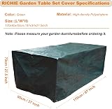 RICHIE Waterproof Garden Furniture Cover 170x95x70cm Rectangular Green view 2