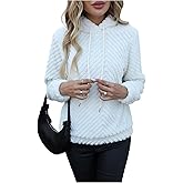 SOLY HUX Women's Fuzzy Hoodie Drawstring Long Sleeve Hooded Sweatshirt Fleece Pullover Tops