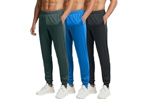 Real Essentials 3 Pack: Men's Tricot Active Athletic Jogger - Running Sweatpants Workout Gym with Pockets (Big & Tall)