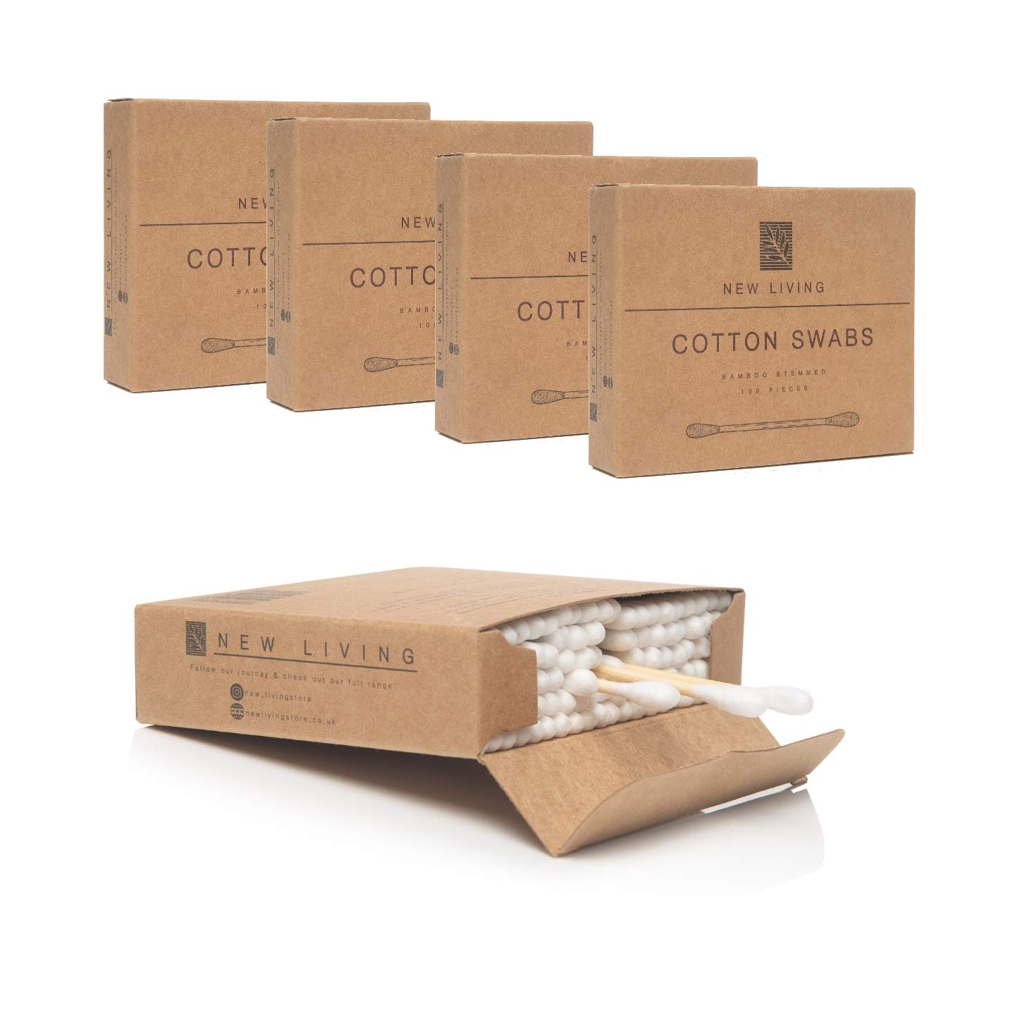 500 Bamboo Cotton Swabs | Biodegradable & Compostable | Eco Product | 5 x 100 Packs | Biodegradable & Compostable | Cotton Ear Buds Swabs with Bamboo Handle |