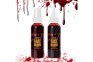 HOOMUSS Halloween Fake Blood Makeup, Fake Blood Spray 2.03oz + Dripping Blood 2.03oz, Washable Realistic Fake Blood for Clothes, Sfx Special Effects Makeup Kit for Vampire Monster Zombie Cosplay (Red)
