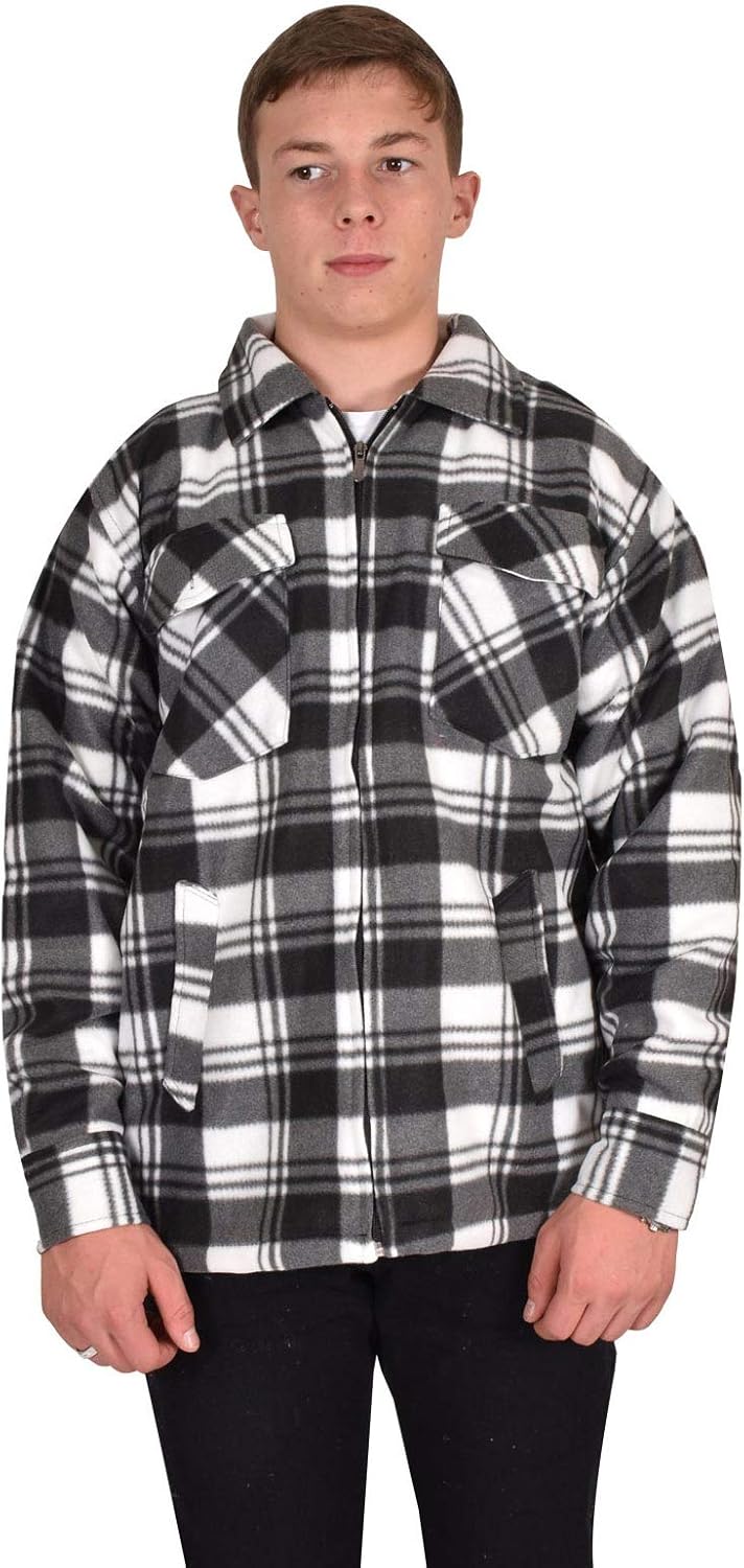 MENS PADDED FLEECE LINED SHERPA SHIRT THICK LUMBER JACK WORK WINTER