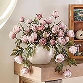 Thiccywoov Faux Silk Peony Artificial Flowers Stem for Vase,8 Pcs,Brownish | Brownish Fake Peonies Branches with Stems, for Fall Autumn Home DIY Bouquet Centerpieces Wedding Arrangements Shower Decor