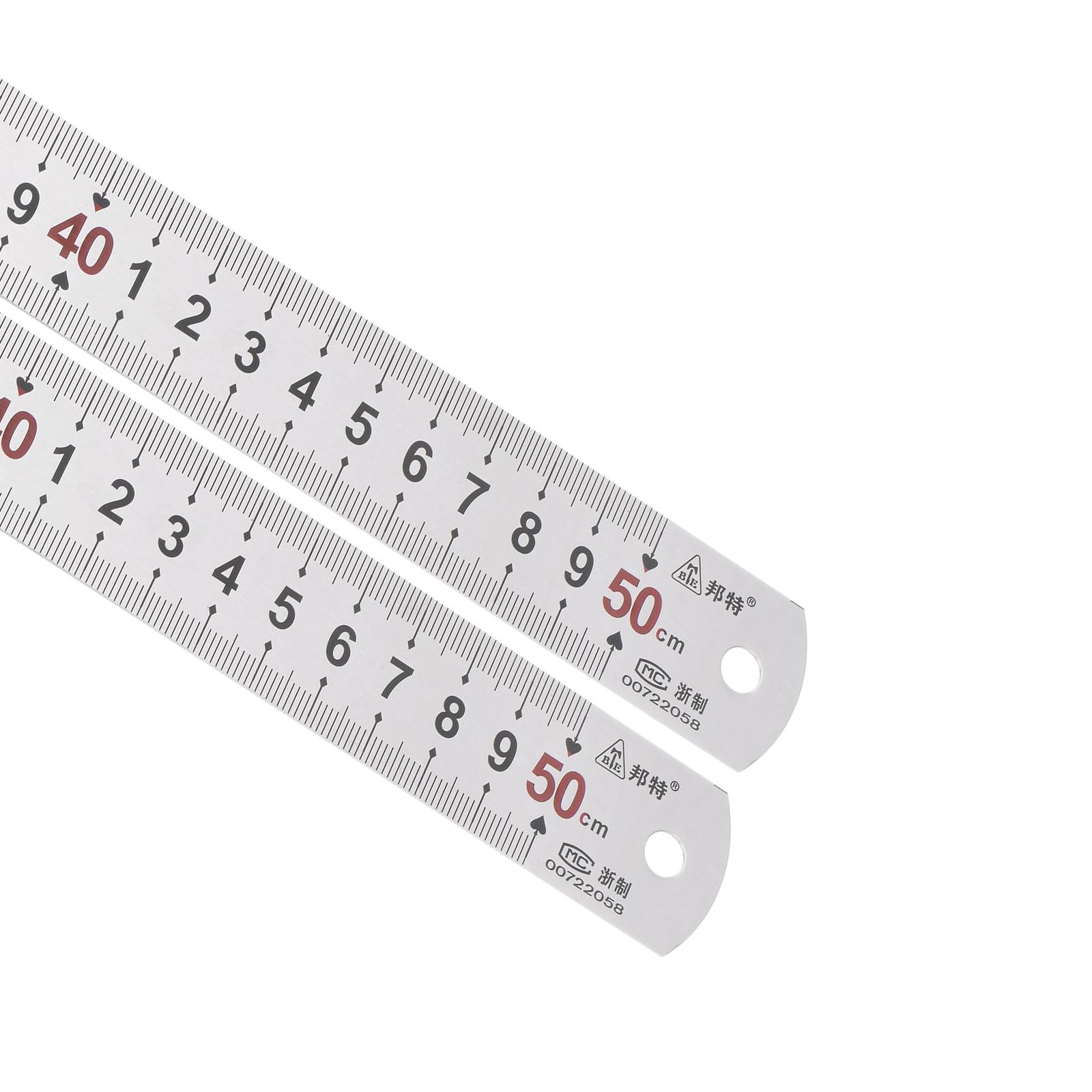 Kozelo 2pcs Stainless Steel Ruler - [50cm/20 Inch x 1.1 Inch] Double Reading Straight Edge Metal Measuring Tools for Architectural Design Use