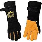 Cuwiny Welding Gloves, 1112°F Heat/Fire Resistant/Leather Forge Gloves, with Kevlar Stitching String, 16 inches Extra Long Sleeve and Fireproof Hook and Loop Tape,fit for Mig/Tig