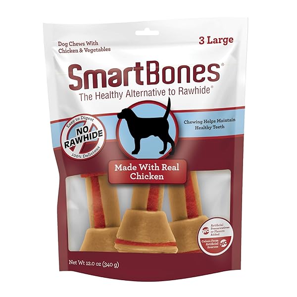 SMARTBONES WITH REAL CHICKEN LARGE CHEWS, TREAT YOUR DOG TO A RAWHIDE-FREE CHEWS FOR DOGS, 3 COUNT