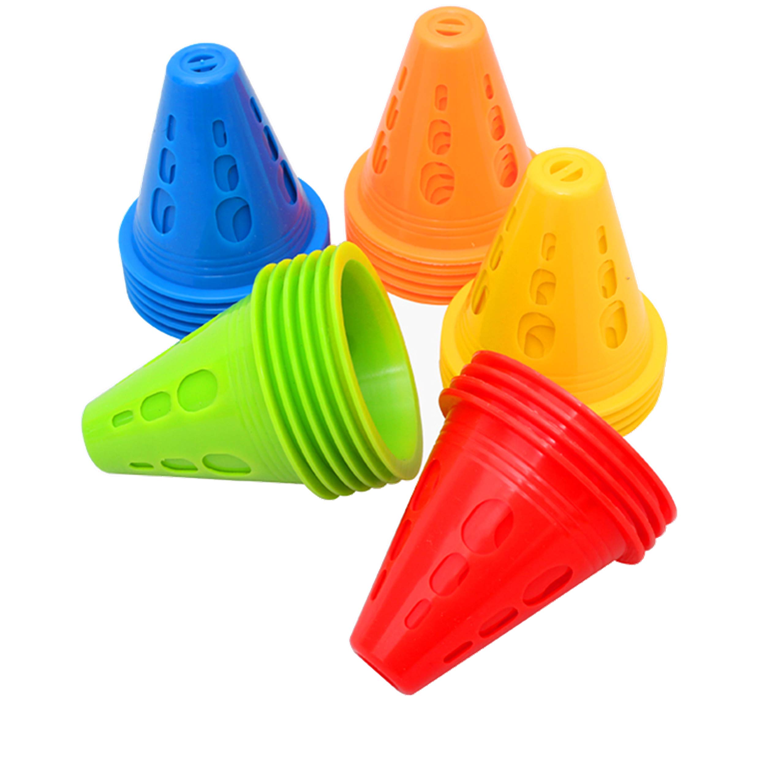 YAVO-EU Slalom Cones Roller skating obstacle, 50 PACK Sports Cones Plastic Multipurpose Training Cones for Indoor Outdoor Activities Soccer