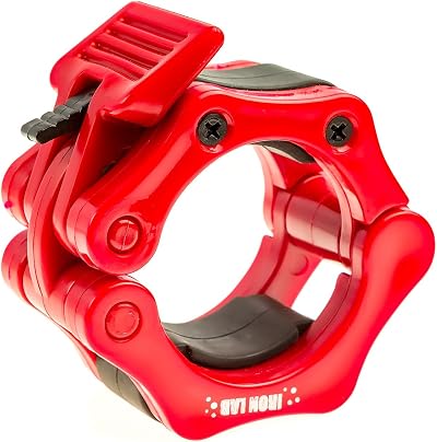Iron Lab 2in Barbell Collars Pair ABS Locking Clamps Red Pro 2"