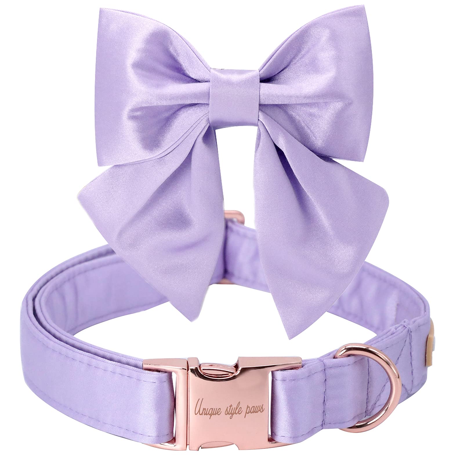 Unique style paws Purple Silk Dog Collar Adjustable Durable Dog Collar with Bow Fashion Bowtie Collar for X-Large Dogs