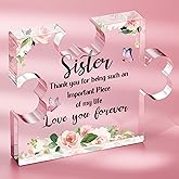 SOUHONEY Unique Sister Gifts from Sister - Sister Birthday Gifts Acrylic Plaque, Valentines Day Sister Gift for Desk Decoration, Sister Gifts for Mothers Day- 3.3 * 2.8inches