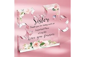 SOUHONEY Unique Sister Gifts from Sister, Christmas Stocking Stuffers Gifts for Sister, Sister Birthday Gifts Acrylic Plaque, Sister Gifts for Desk Decoration, Sister Gifts on Mothers Day- 3.3 * 2.8inches
