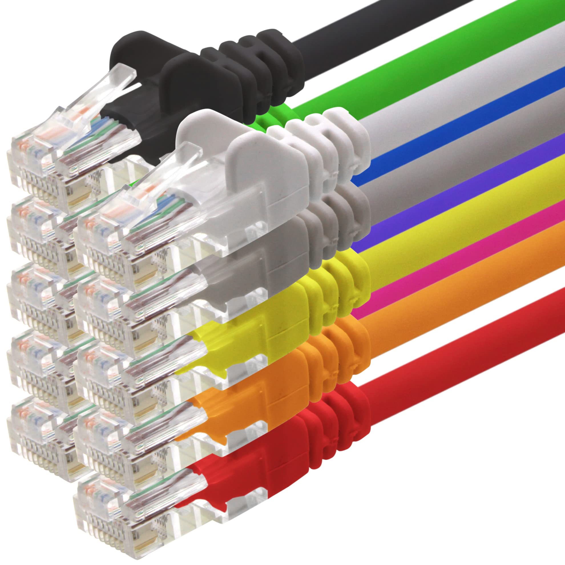 1aTTack.de Network cable Cat 6 10 colors - 5m - (set) - CAT6 Ethernet cable Lanka cable 1000 Mbits patch cable