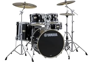 Yamaha Stage Custom Birch 5pc Drum Shell Pack With a 20" Kick Drum and 14” Snare Drum in Raven Black For Students and Working Drummers (SBP0F50RB)