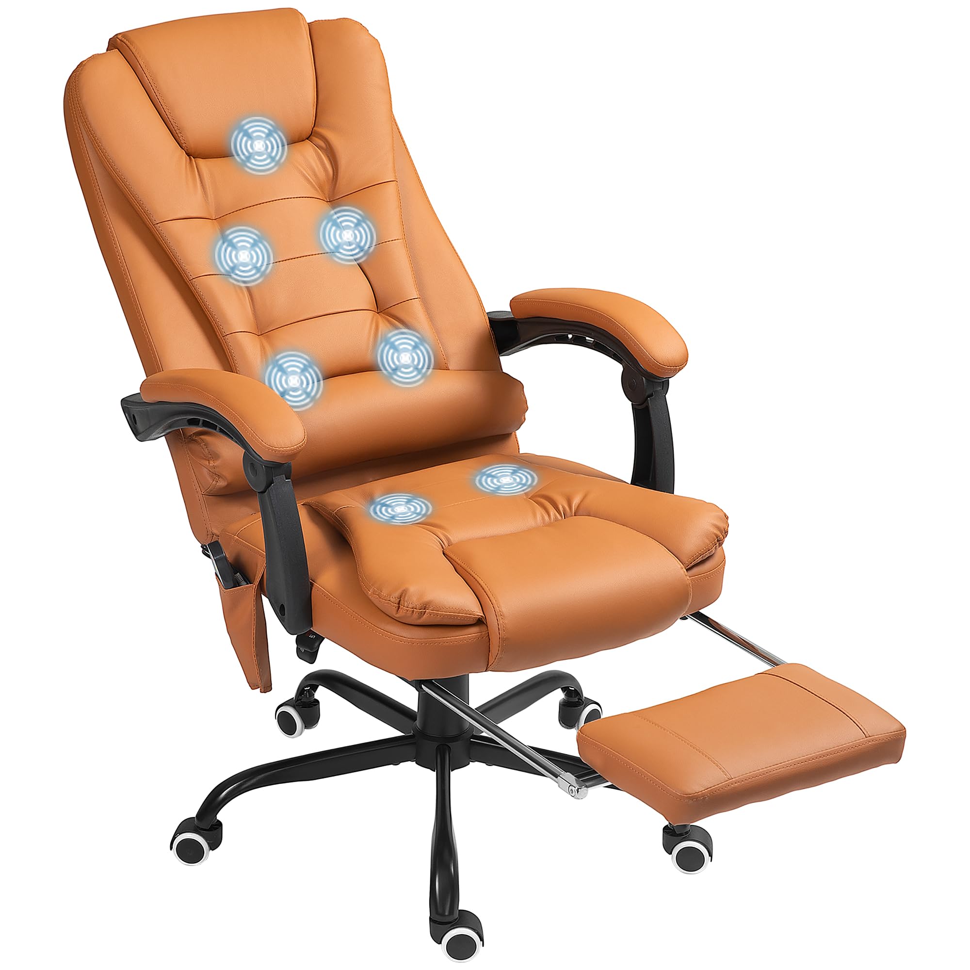 Photo 1 of **MISSING PARTS**
 7-Point Vibrating Massage Office Chair, High Back Computer Chair with Lumbar Support, Footrest, Reclining Back, Adjustable Height, Light Brown
