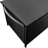 CASARIA 400L Poly-Rattan Storage Box Garden Chest Wheels Handles Gas Lift Black view 3