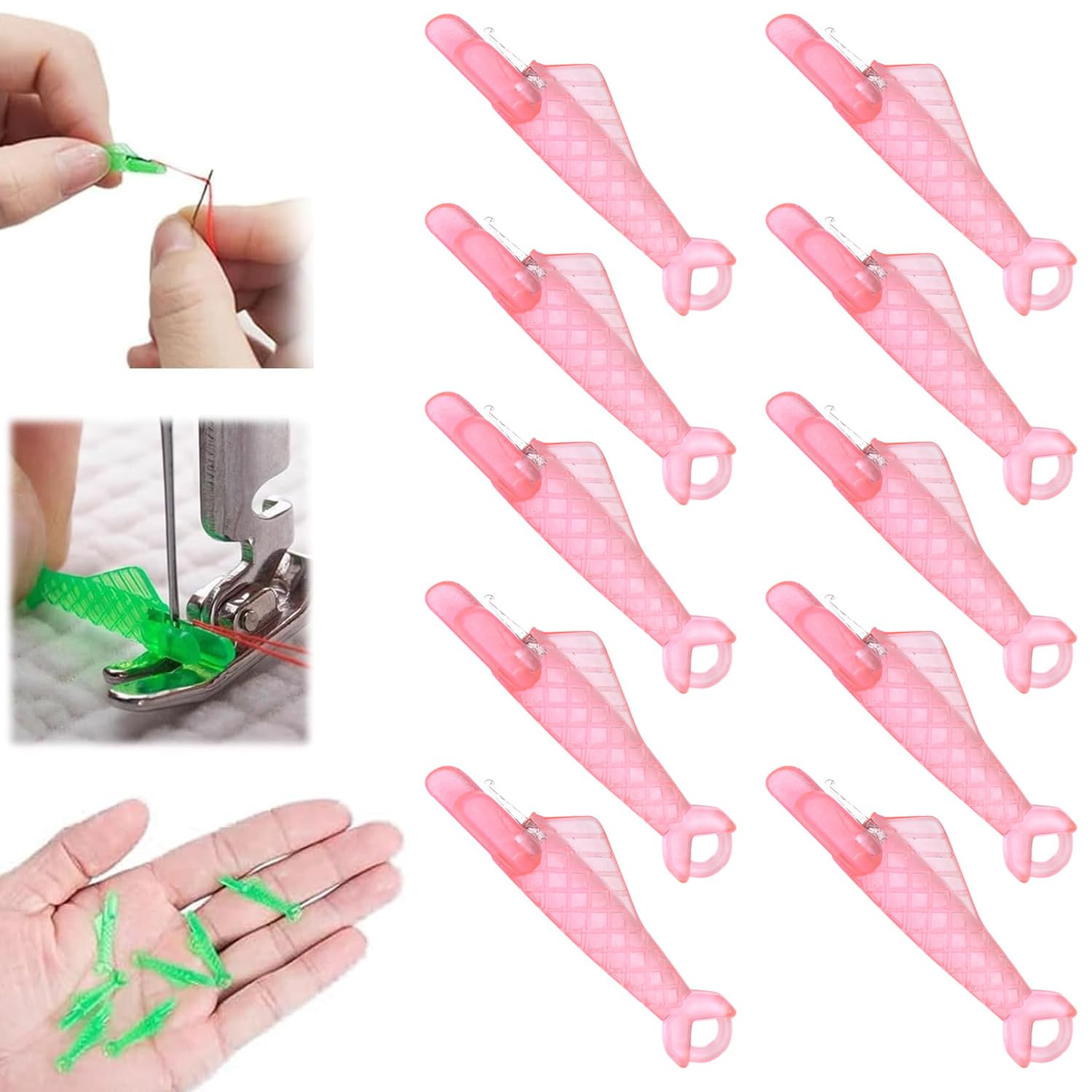 Photo 1 of 10 Pcs Fish Mouth Sewing Machine Needle Threader,2024 New Upgraded Automatic Sewing Needle Threader,Simple Needle Threader Tool,Quick Sewing Machine Cycle Simple Needle Threader Tool (Pink)