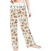 DROEYROEST Womens Comfy Pajama Pants Wide Leg Drawstring Palazzo Lounge Pants Casual Pjs Sleepwear
