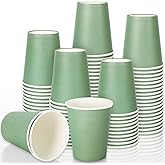 Whaline 50Pcs 9oz Sage Green Paper Cups Disposable Coffee Cups Beverage Drinking Cups To Go Cups Wedding Party Cups for Cold Hot Drinks Wedding Birthday Bride Shower Party Supplies