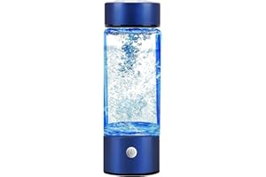 FOSSDUCK Hydrogen Water Bottle, Portable Hydrogen Water Ionizer Machine, Hydrogen Water Generator, Rechargeable Hydrogen Rich Water Glass Health Cup for Home Travel (Blue)