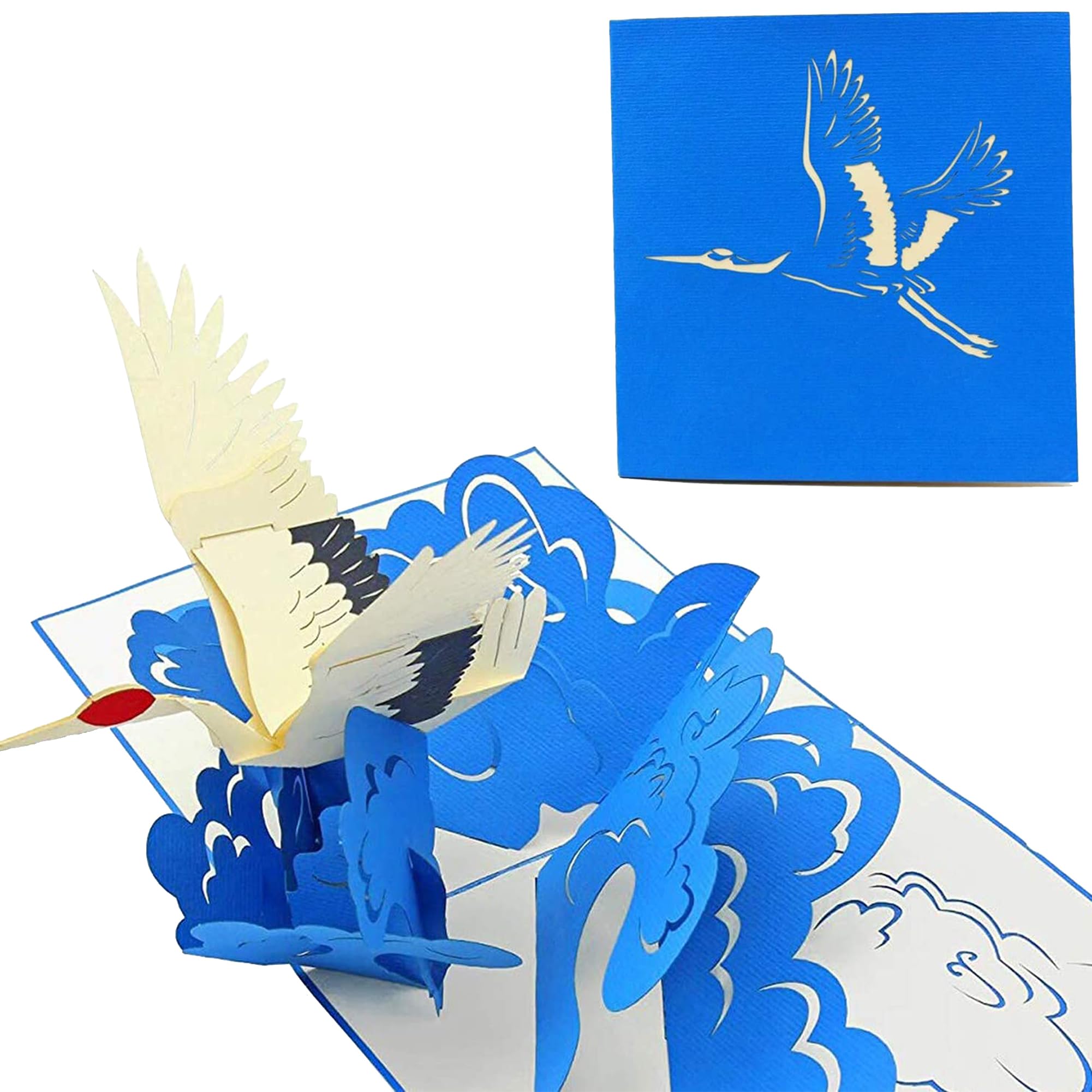 PopLife® Crane Bird Pop Up Card, 3D Card for All Occasions - Gift for Artists, Birding