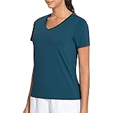 THE GYM PEOPLE Women's V-Neck Workout Shirts Short Sleeve Breathable Basic Yoga Athletic T-Shirts
