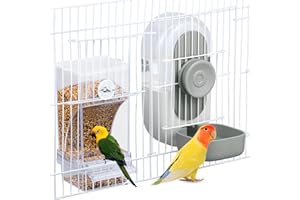 Lemtrflo No Mess Bird Feeder & Water Dispenser Set - Automatic Feeding & Hydration, Parakeet Cage Accessories for Parrots, Cockatiels, Finches, Lovebirds & Budgies