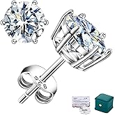 leejory Moissanite Stud Earrings for Women, 0.6-4ct VVS1 Clarity, 18K White Gold Vermeil on 925 Sterling Silver, D Color Jewelry Gift Valentine's Day
