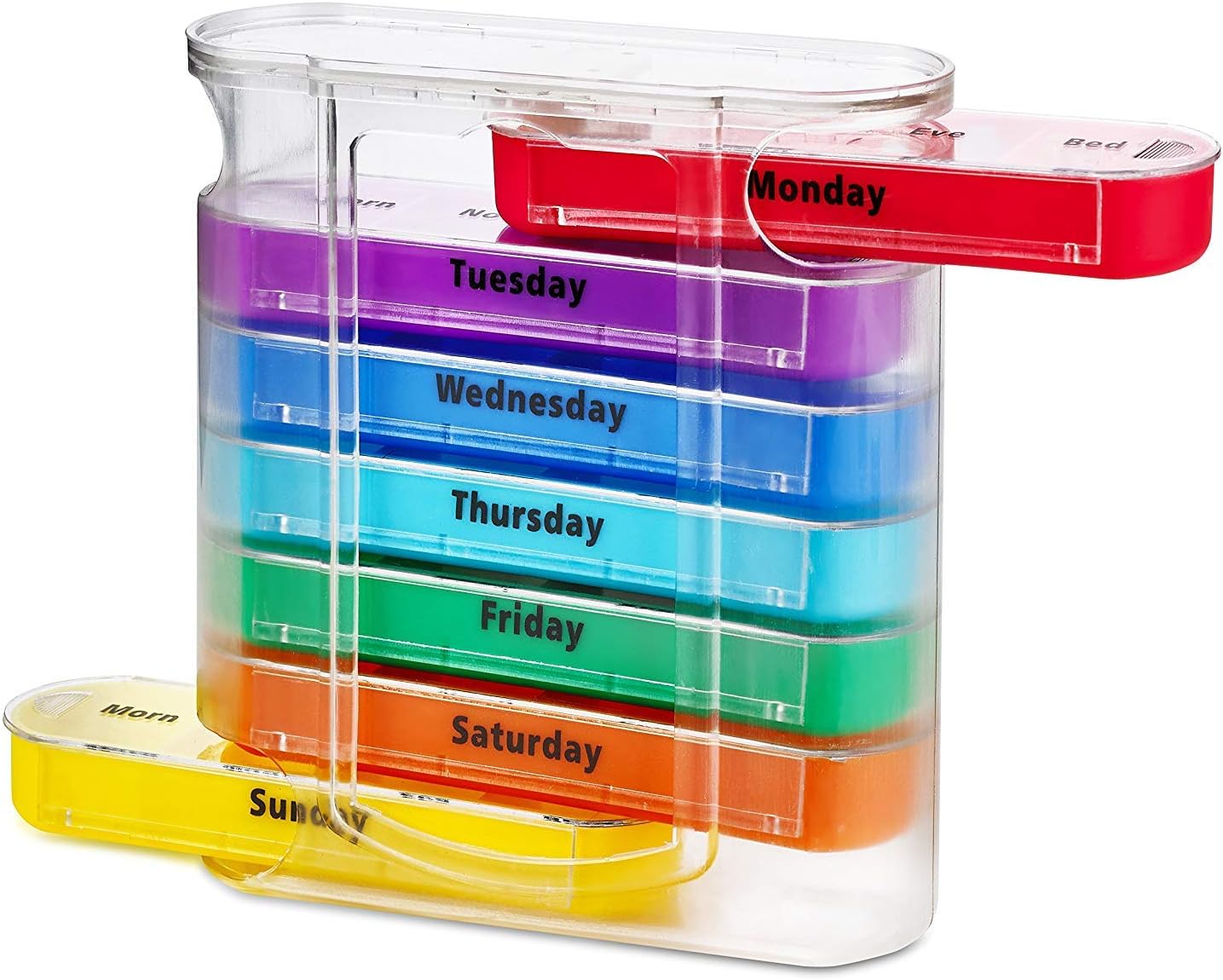 MEDca Weekly Pill Organizer, Four Times-a-Day, 1 Dispenser with Stackable AM/PM Compartments: Health & Personal Care